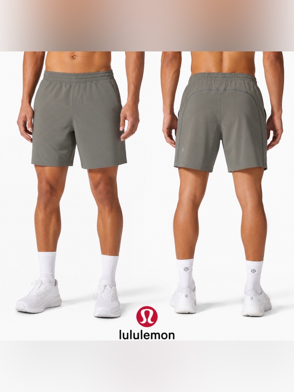 Lululemon Pace Breaker Shorts Lined Taupe Gray M M7ANTS Running Training Gym 9"
